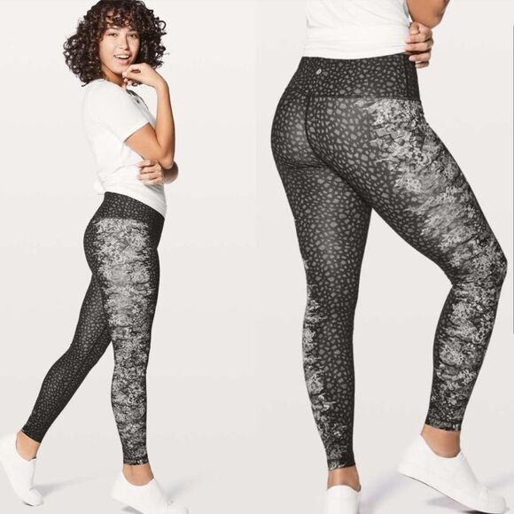 Lululemon Wunder Under Hi Rise Tight Legging Overlace Ice Gray Black - Picture 1 of 11